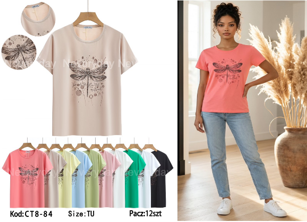 Bluzki damskie Roz Standard, Mix Kolor Paczka 12 szt